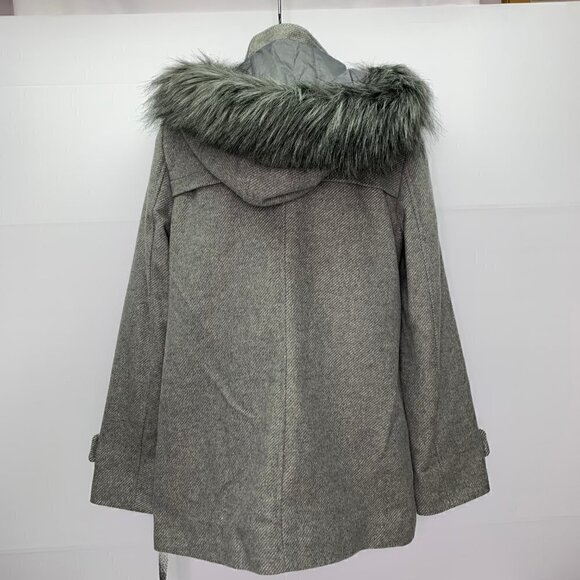 Kensie Winter Coat Medium Faux Fur Removable Hood Gray NWT - Picture 8 of 12